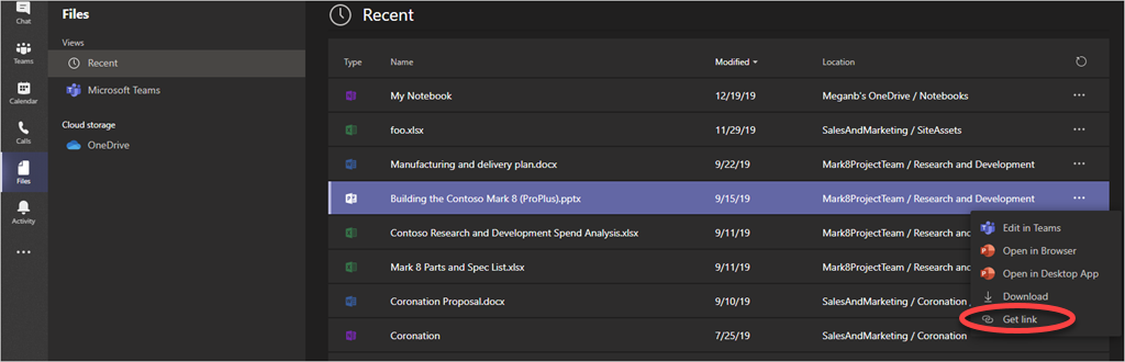 Get a Url in MS Teams